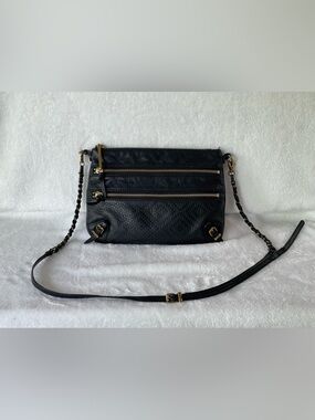 Elliott Lucca Messina black leather 3-zip crossbody bag